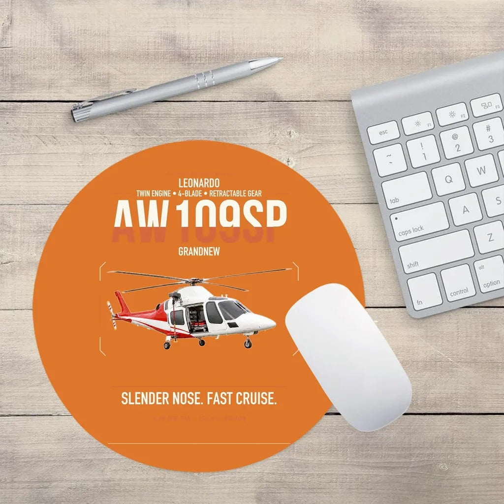 Leonardo AW109SP GrandNew design on orange round mouse pad
