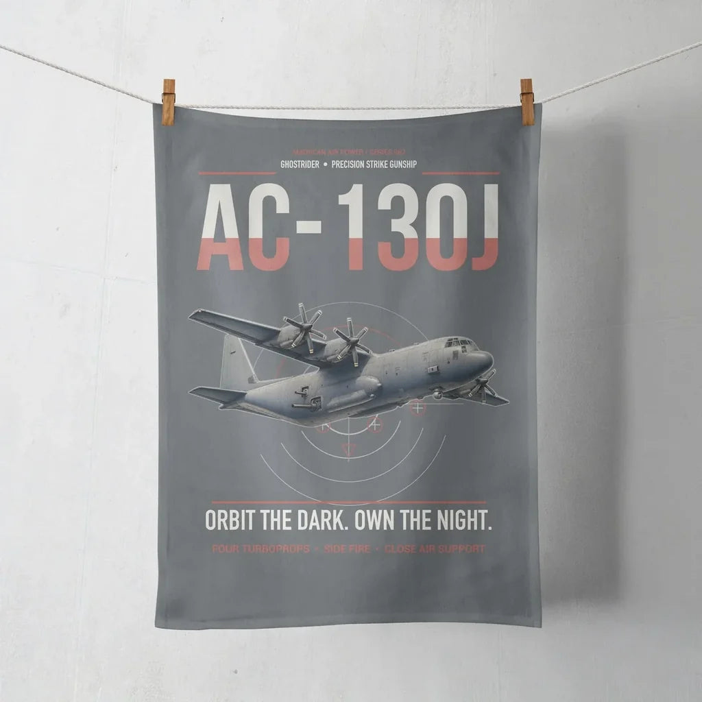 AC-130J Ghostrider design on gray towel
