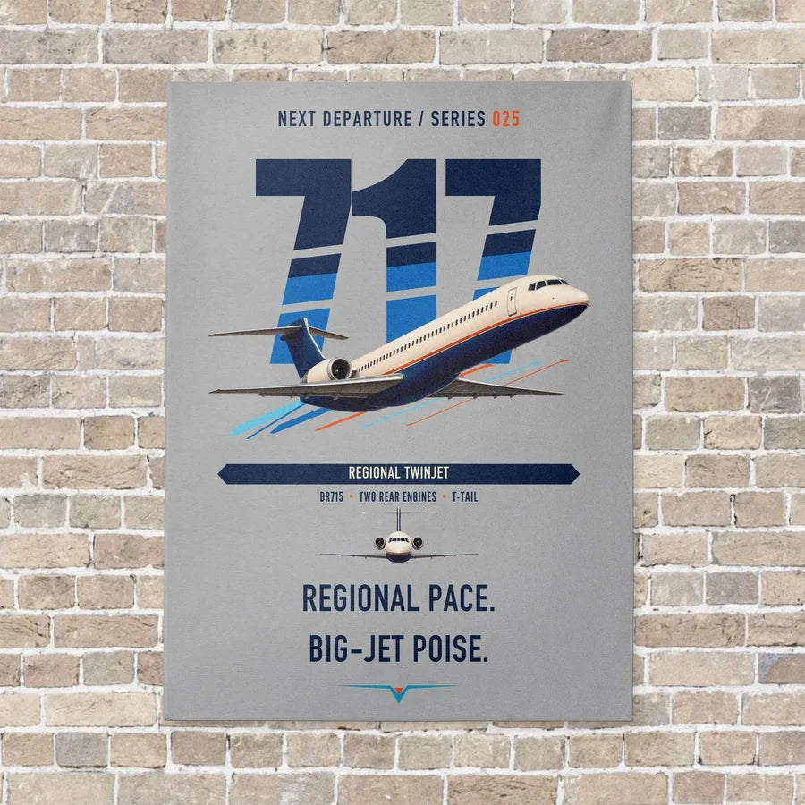 Boeing 717-200 vertical canvas print - no frame - light gray background