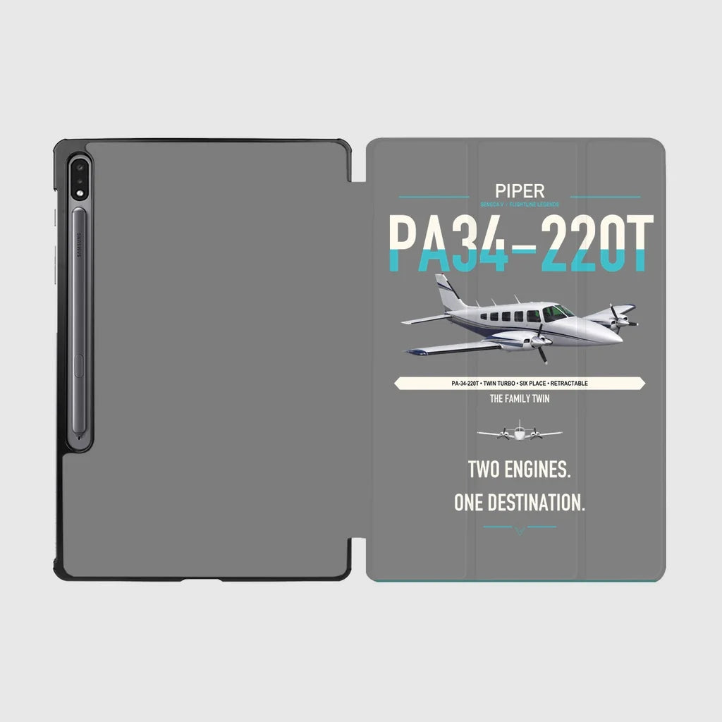 Piper PA-34-220T Seneca V design on gray samsung tablet tablet case