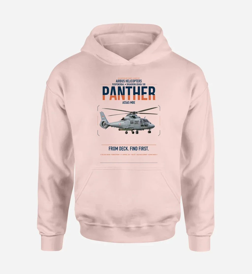 Airbus Helicopters AS565 MBe Panther design on pink double-side hoodie, single-side print