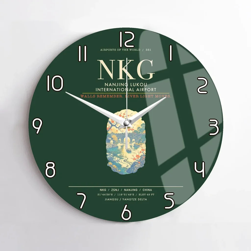 Nanjing Lukou International Airport NKG Wall-Clock No-Frame - Dark Green