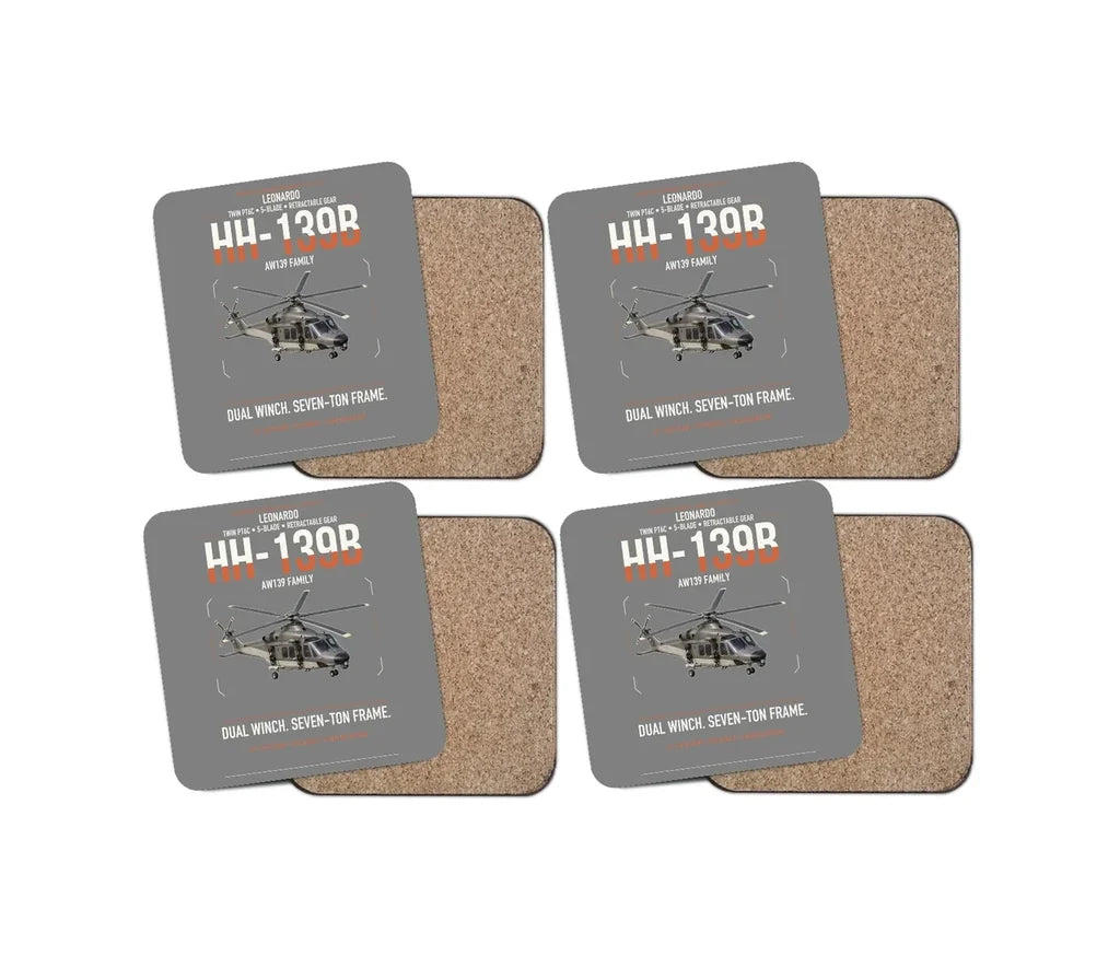 Leonardo HH-139B design on gray 4 pieces set coaster