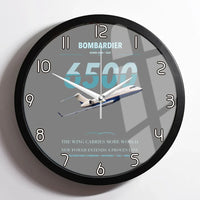 Thumbnail for Bombardier Global 6500 design on gray framed wall clock