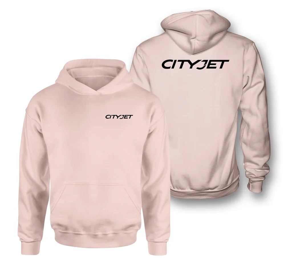 City Jet Airlines logo on pink double side hoodie