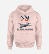Thumbnail for C-2A Greyhound design on pink double-side hoodie, single-side print