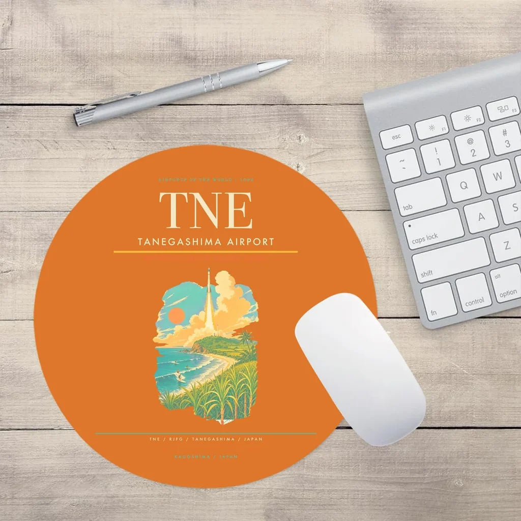 Tanegashima Airport (TNE) design on orange round mouse pad