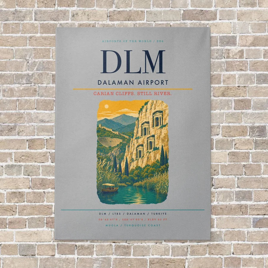 Dalaman Airport DLM vertical canvas print - no frame - light gray background