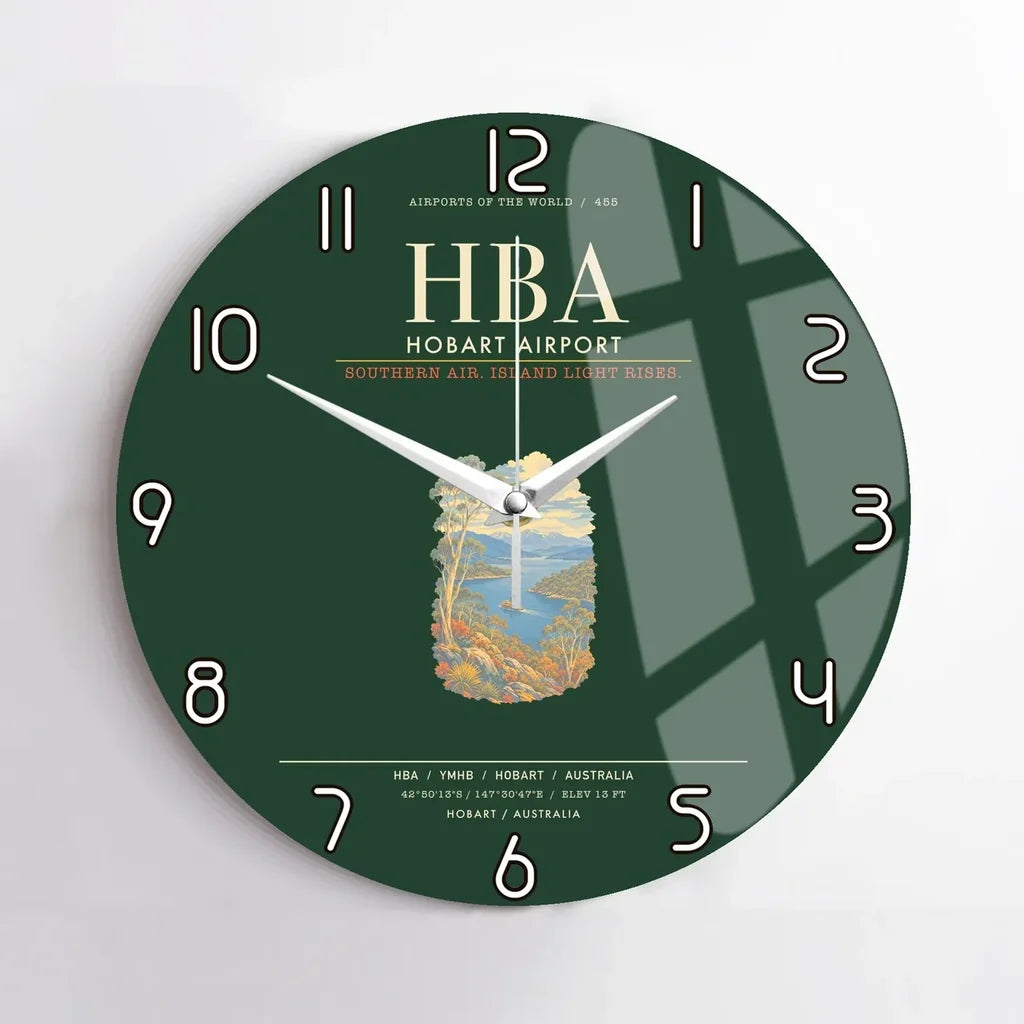 Hobart Airport HBA Wall-Clock No-Frame - Dark Green