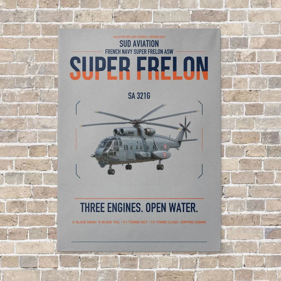 Sud Aviation SA 321G Super Frelon vertical canvas print - no frame - light gray background