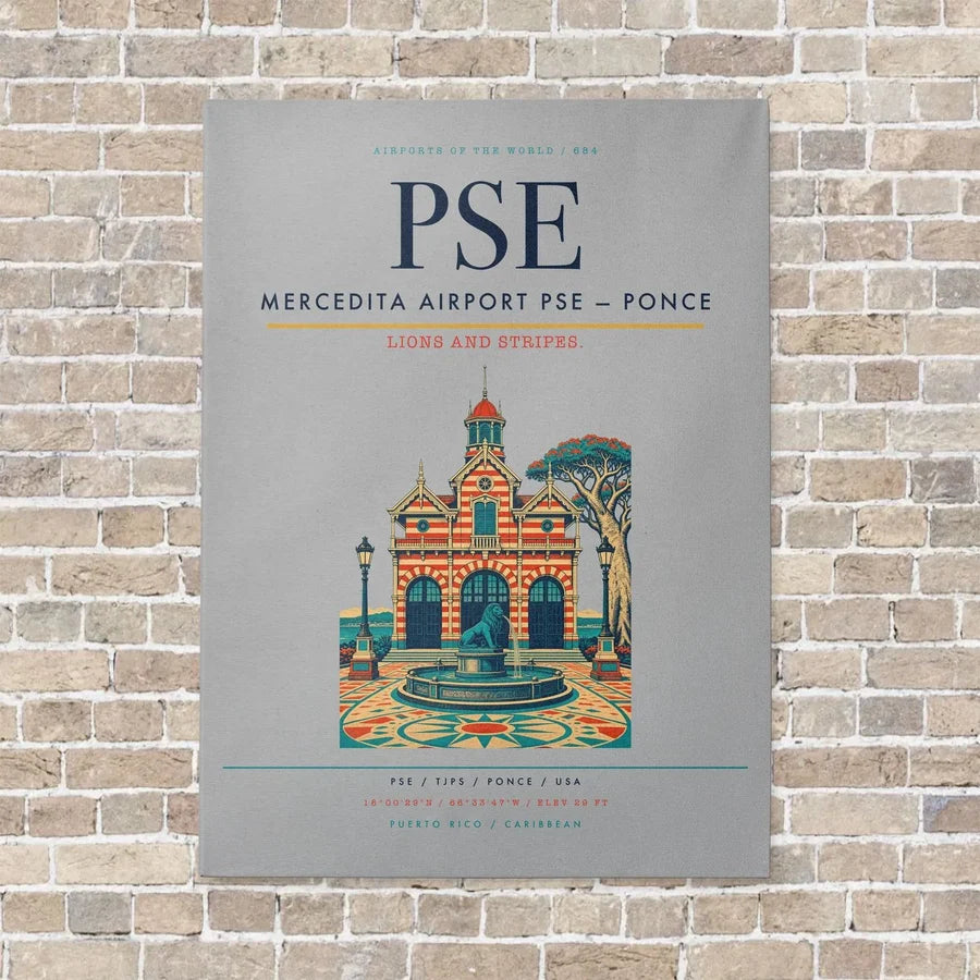Mercedita Airport PSE — Ponce vertical canvas print - no frame - light gray background