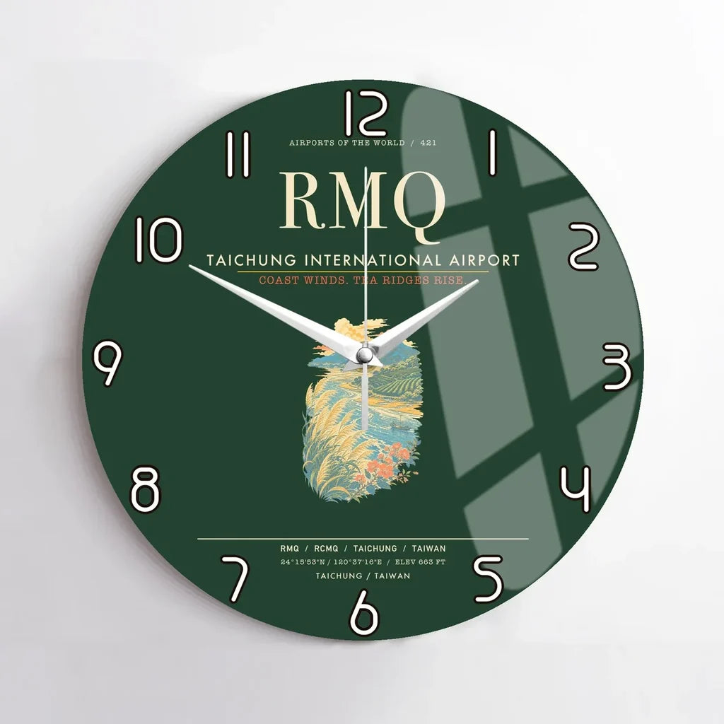 Taichung International Airport RMQ Wall-Clock No-Frame - Dark Green