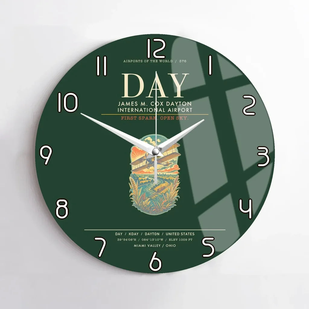 James M. Cox Dayton International Airport DAY Wall-Clock No-Frame - Dark Green