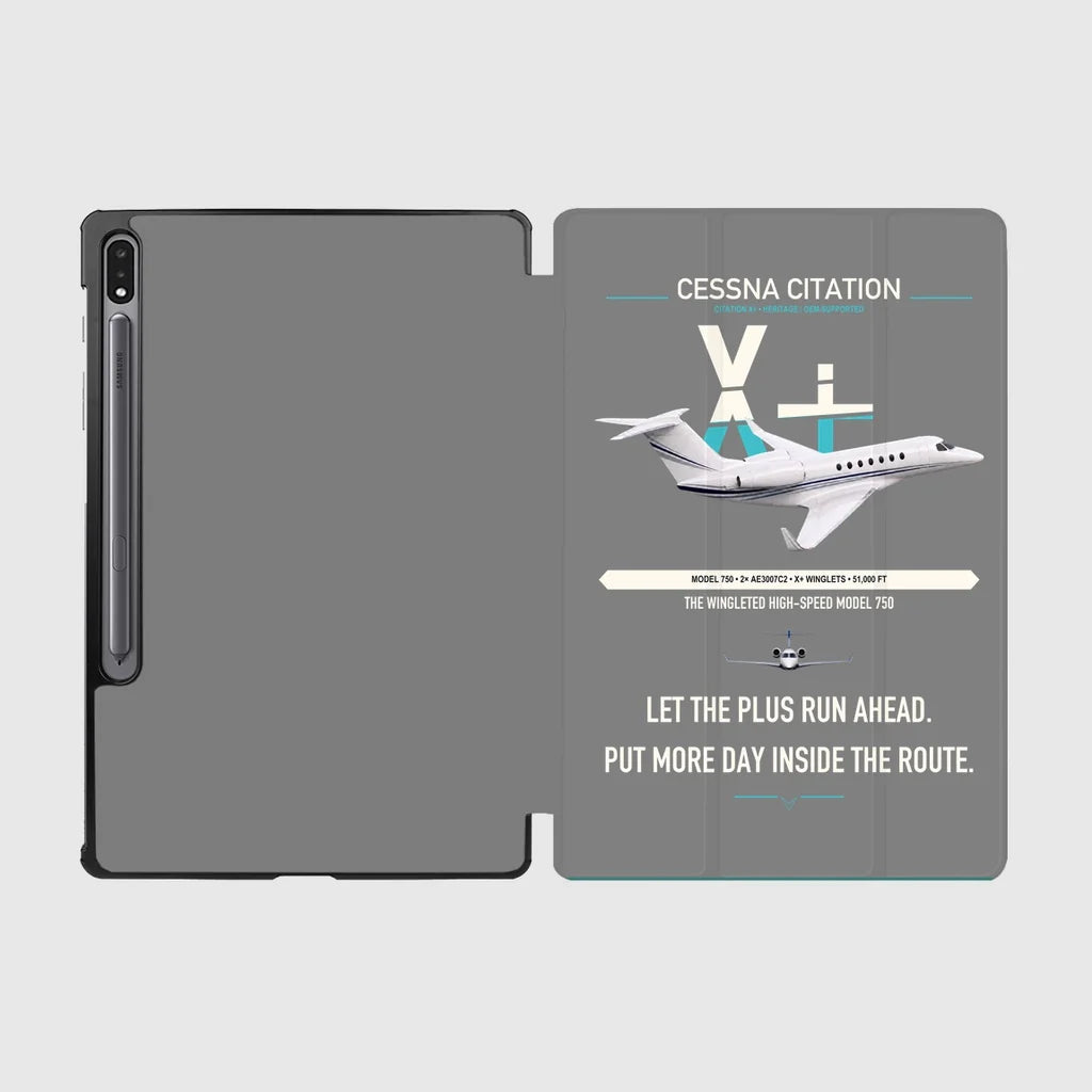 Cessna Citation X+ design on gray samsung tablet tablet case