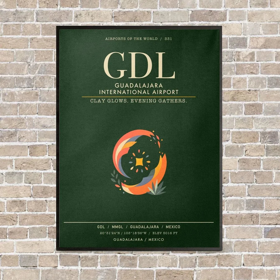 Guadalajara International Airport GDL - Canvas Framed - Dark Green