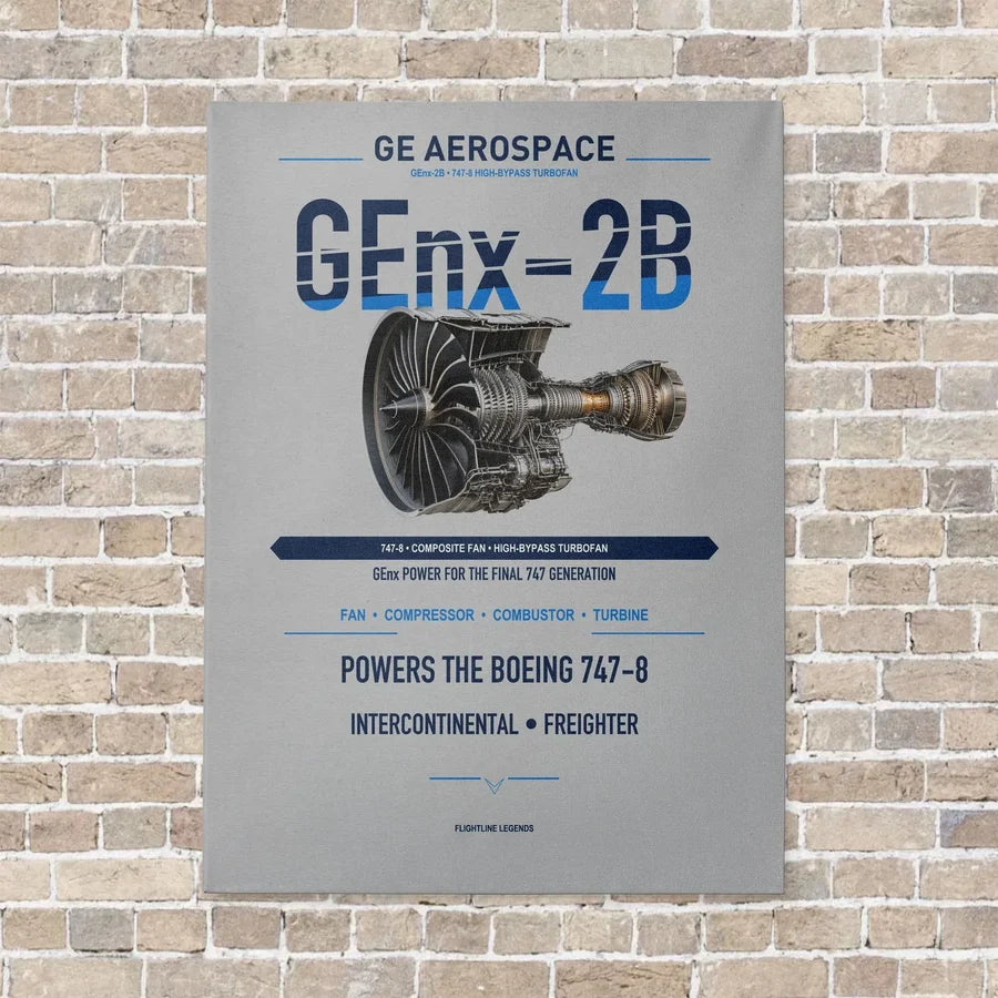 GEnx-2B vertical canvas print - no frame - light gray background