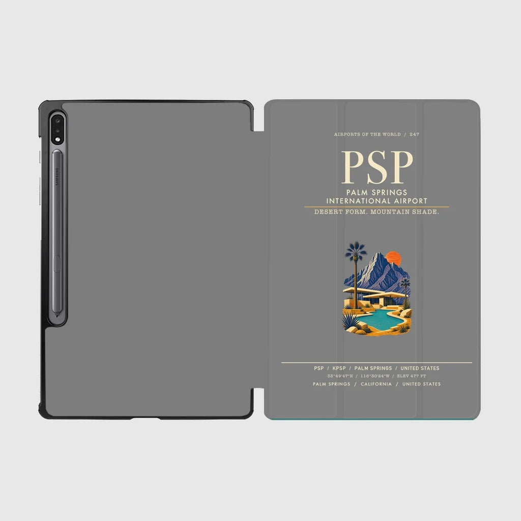 Palm Springs International Airport (PSP) design on gray samsung tablet tablet case