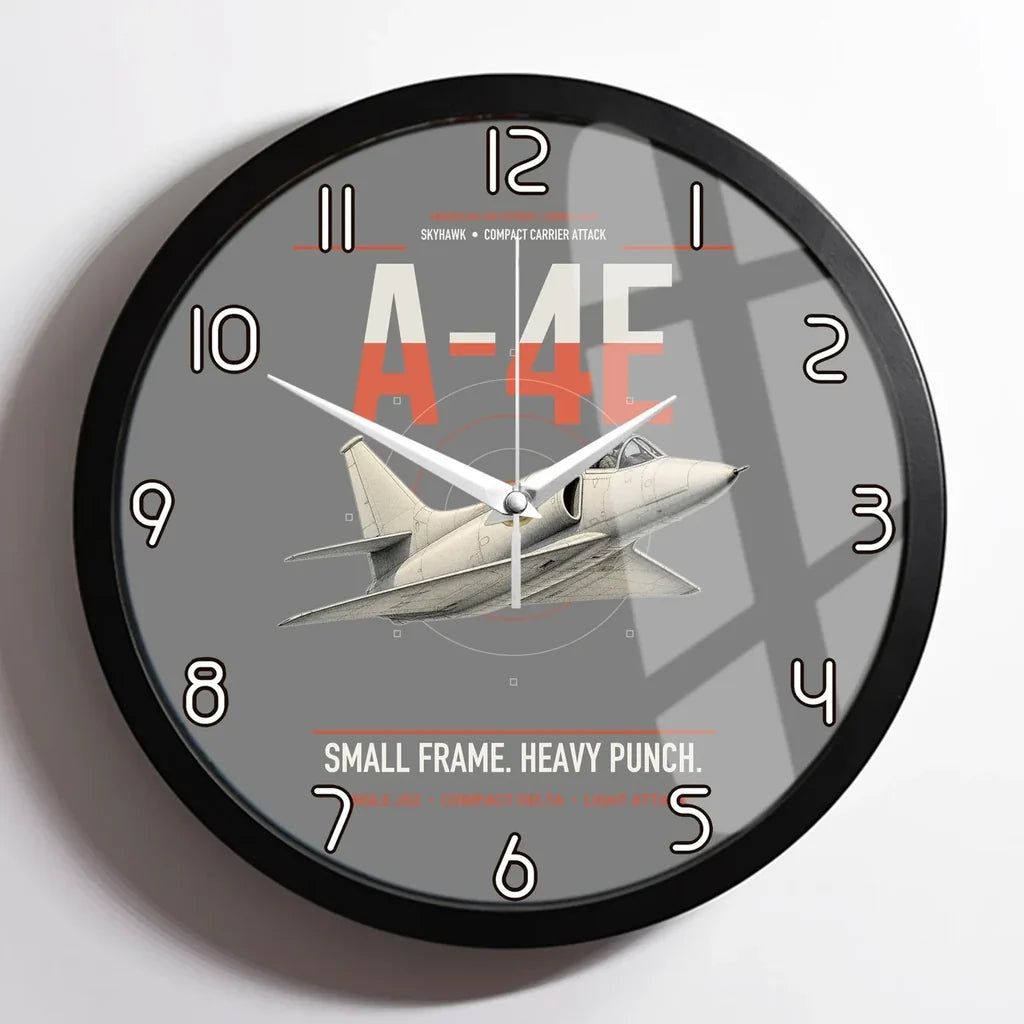 A-4E Skyhawk design on gray framed wall clock