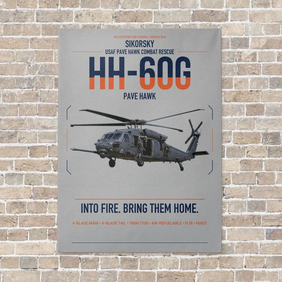 Sikorsky HH-60G Pave Hawk vertical canvas print - no frame - light gray background
