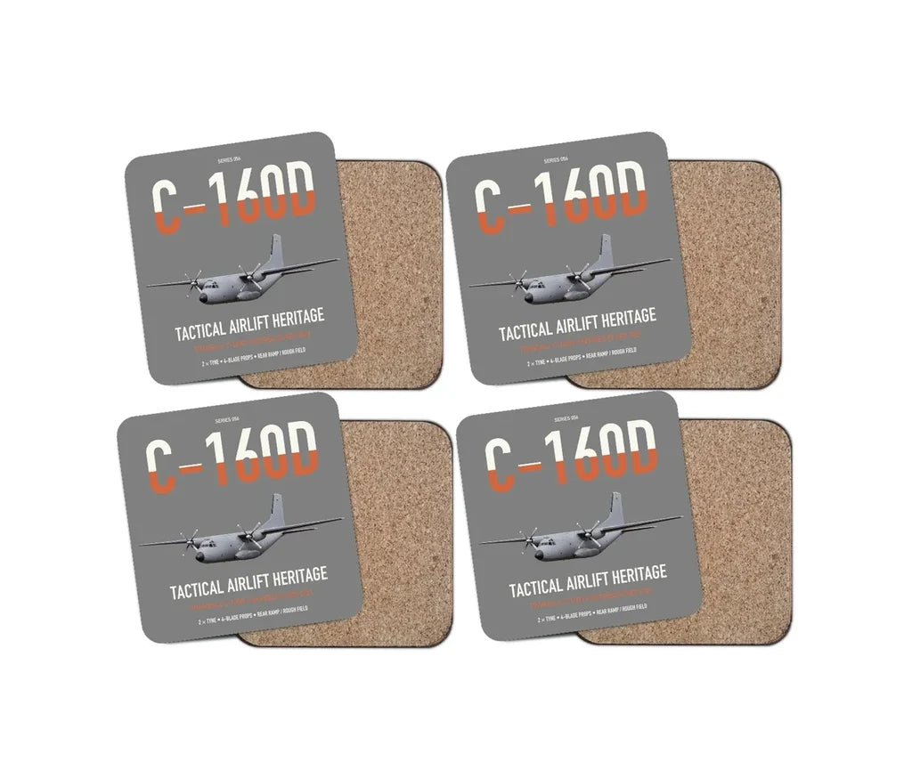 Transall C-160D design on gray 4 pieces set coaster