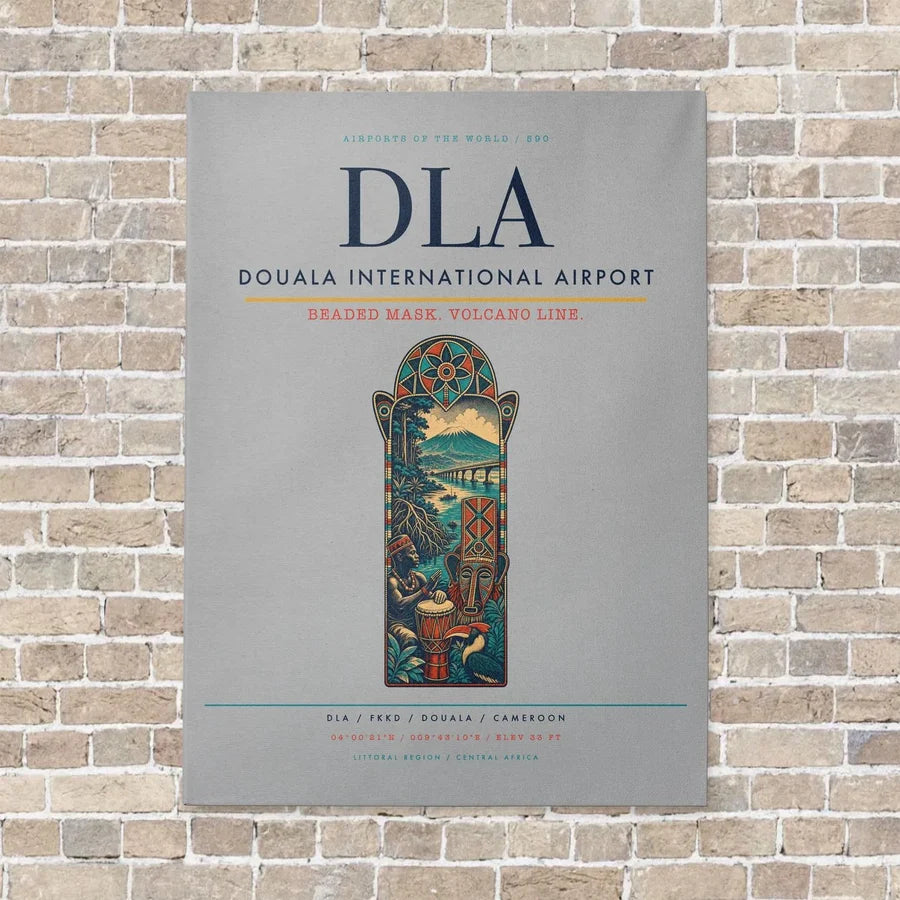 Douala International Airport DLA vertical canvas print - no frame - light gray background