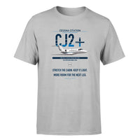 Thumbnail for Cessna Citation CJ2+ design on light gray double-side t-shirt, single-side print