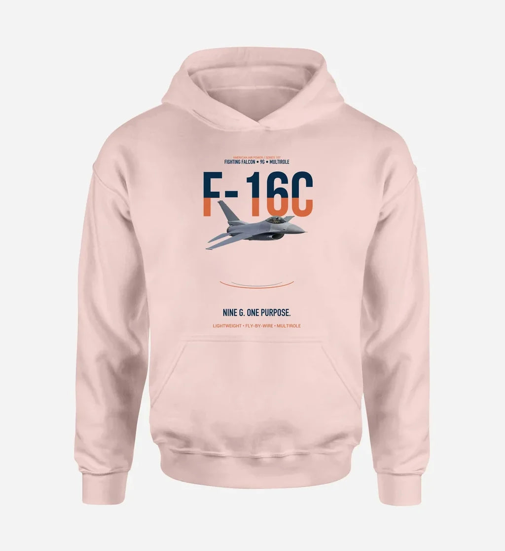 F-16C FIGHTING FALCON design on pink hoodie single side