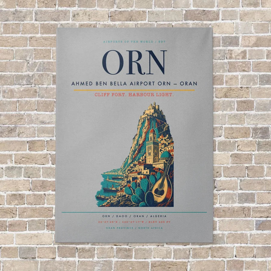Ahmed Ben Bella Airport ORN — Oran vertical canvas print - no frame - light gray background
