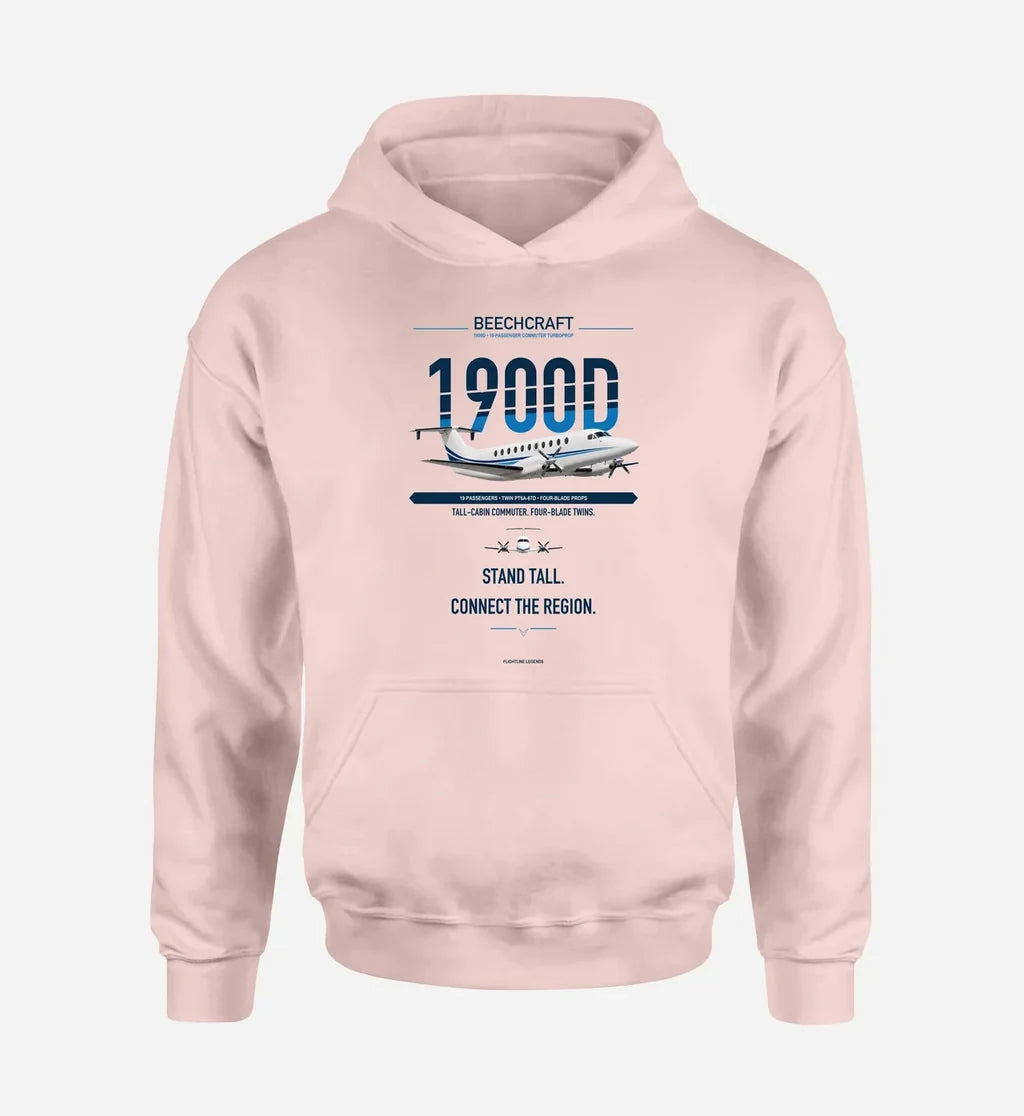 Beechcraft 1900D design on pink hoodie single side