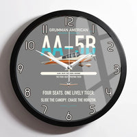Thumbnail for Grumman American AA-5B Tiger design on gray framed wall clock