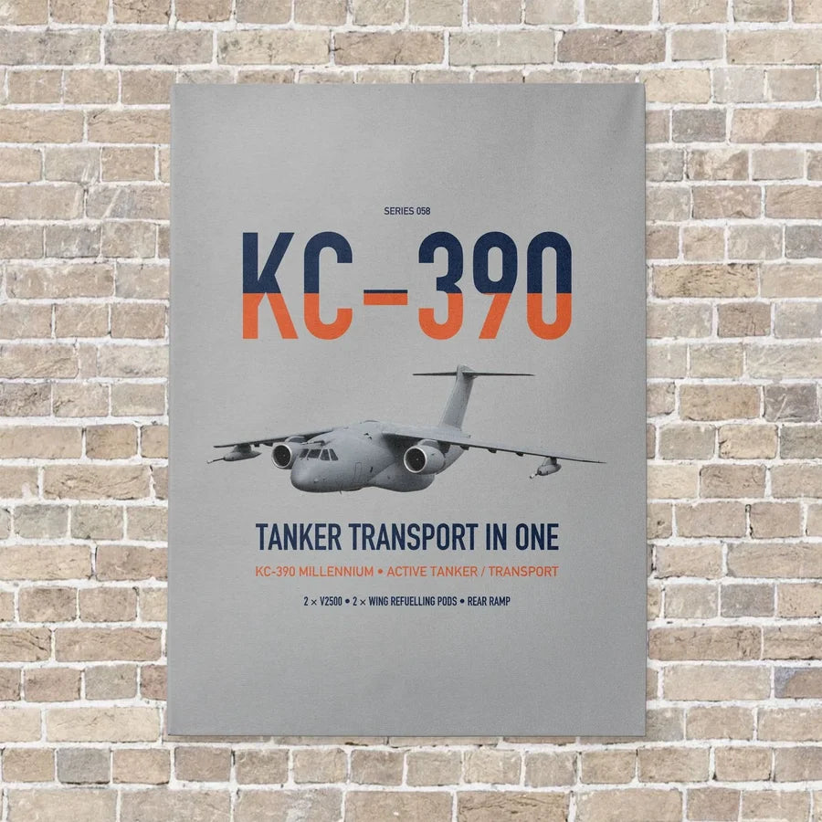 Embraer KC-390 Millennium vertical canvas print - no frame - light gray background