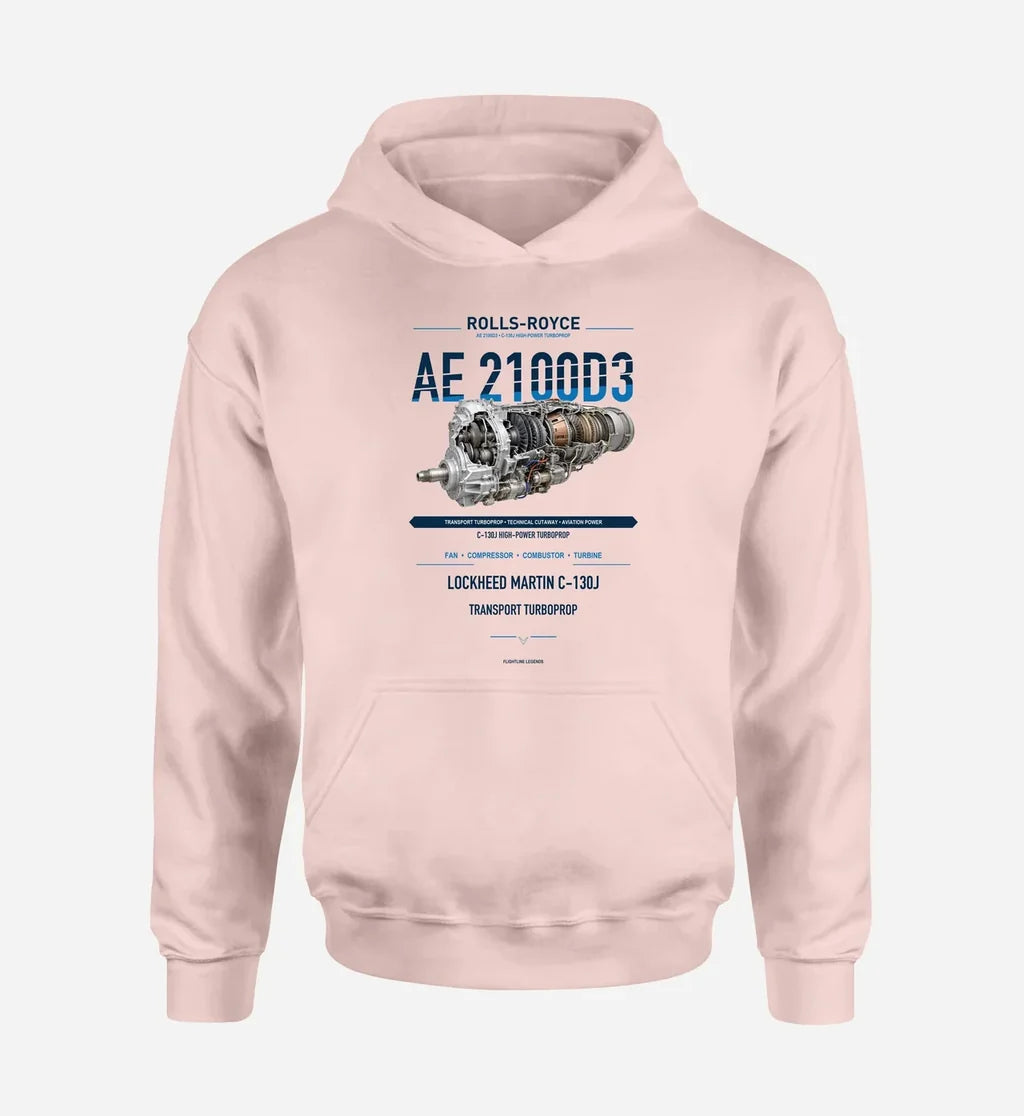 AE 2100D3 design on pink hoodie single side