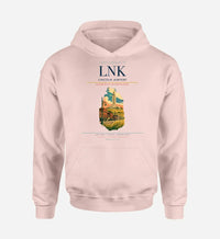 Thumbnail for Lincoln Airport (LNK) design on pink hoodie single-side print