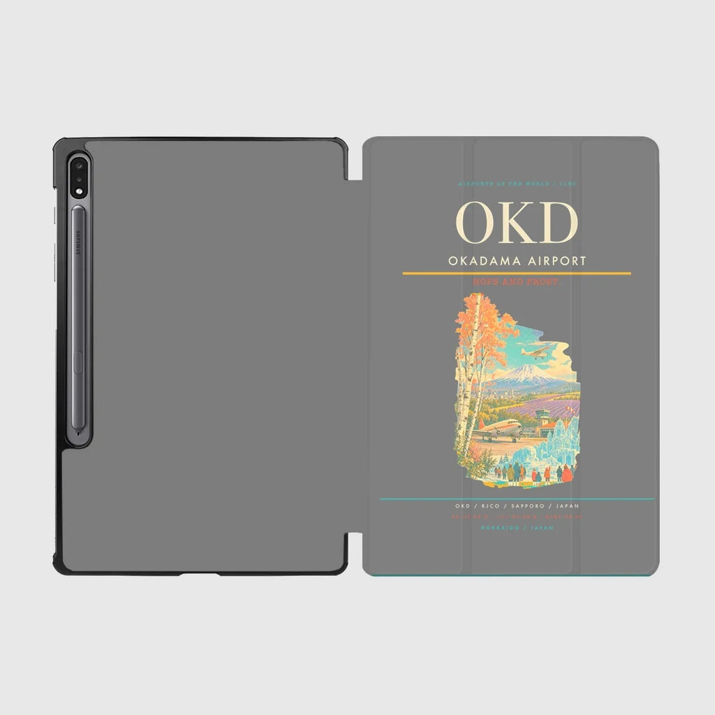 Okadama Airport (OKD) design on gray samsung tablet tablet case