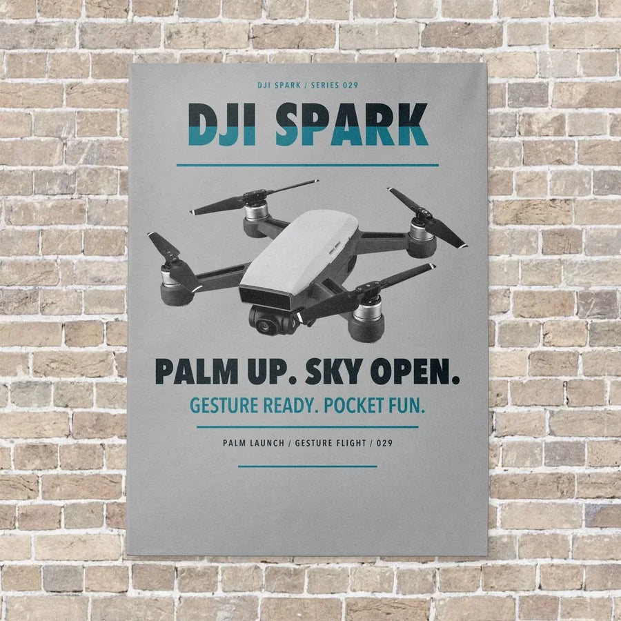 DJI Spark vertical canvas print - no frame - light gray background