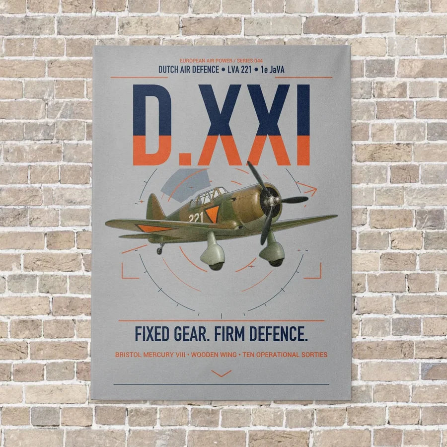 Fokker D.XXI — Dutch LVA aircraft 221 vertical canvas print - no frame - light gray background
