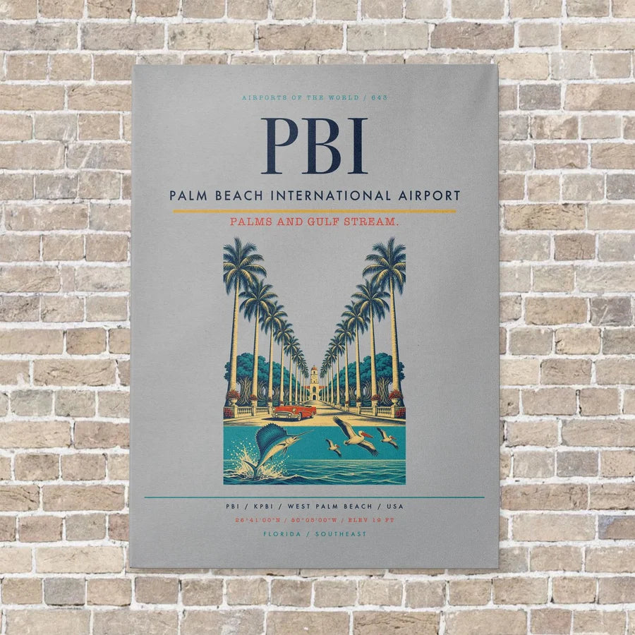 Palm Beach International Airport PBI vertical canvas print - no frame - light gray background