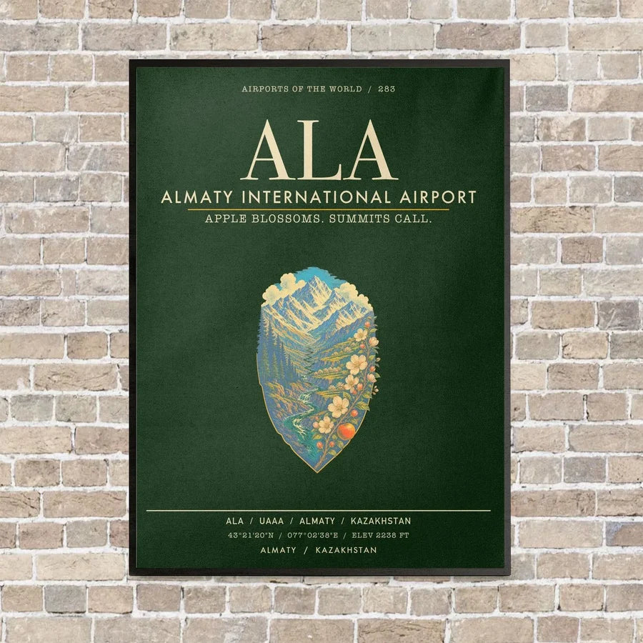 Almaty International Airport ALA - Canvas Framed - Dark Green