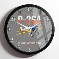 Thumbnail for Boeing P-26A Peashooter design on gray framed wall clock