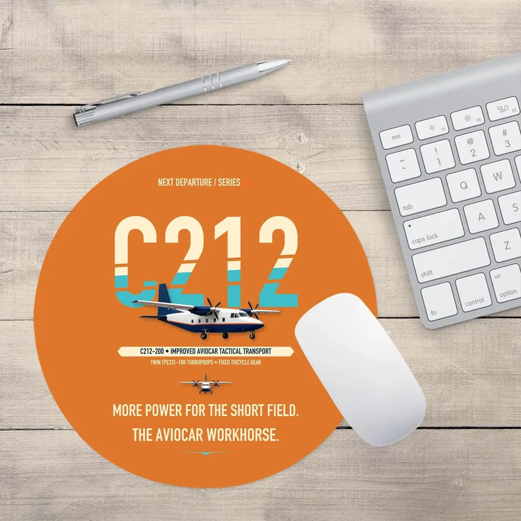 CASA C-212-200 Aviocar design on orange round mouse pad
