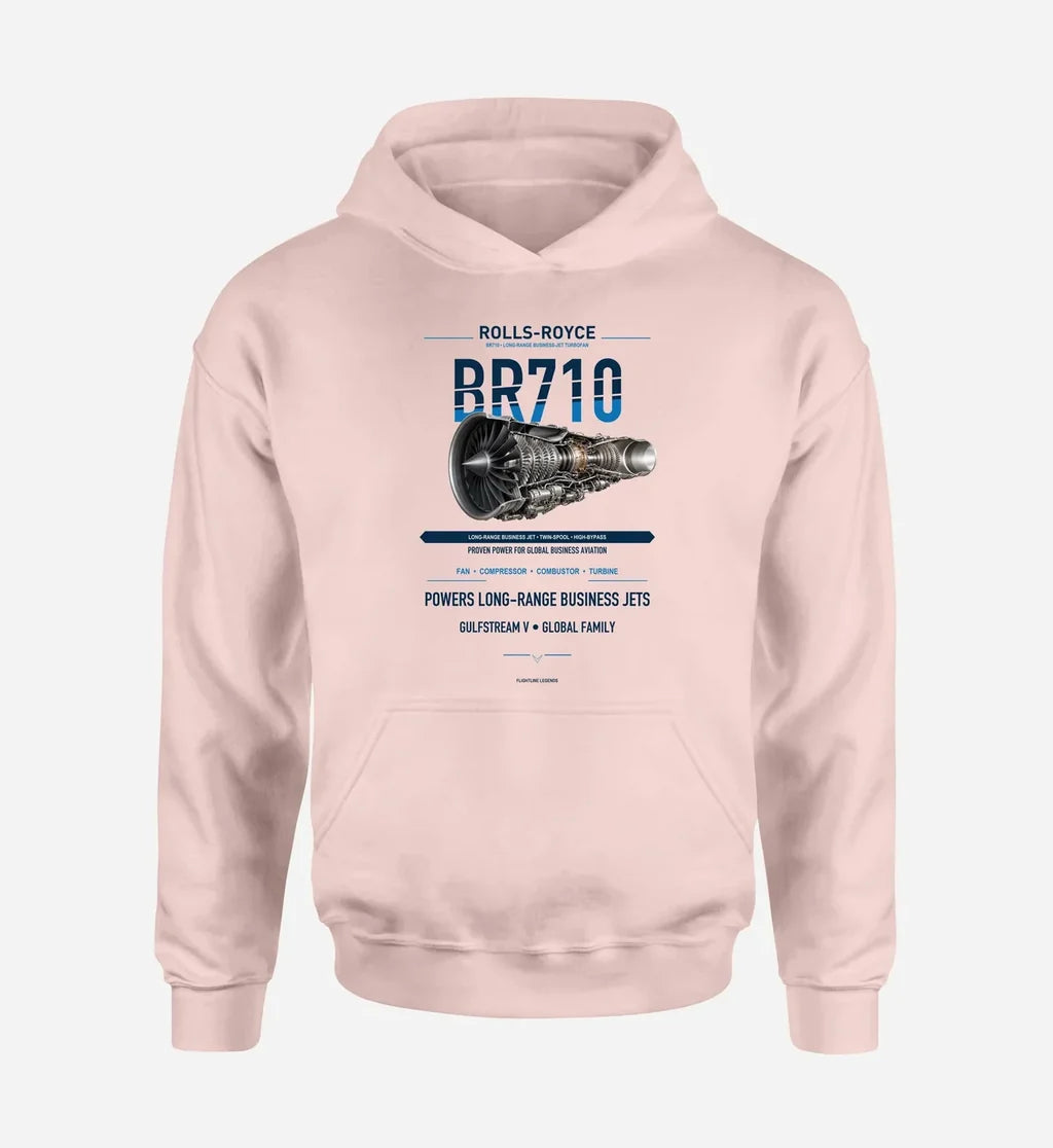 BR710 design on pink hoodie single side
