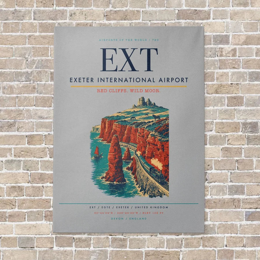 Exeter International Airport EXT vertical canvas print - no frame - light gray background