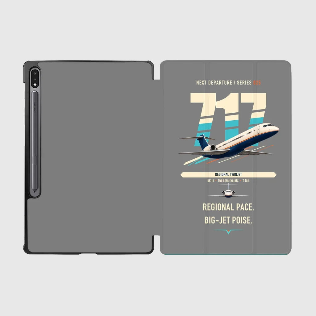 Boeing 717-200 design on gray samsung tablet tablet case