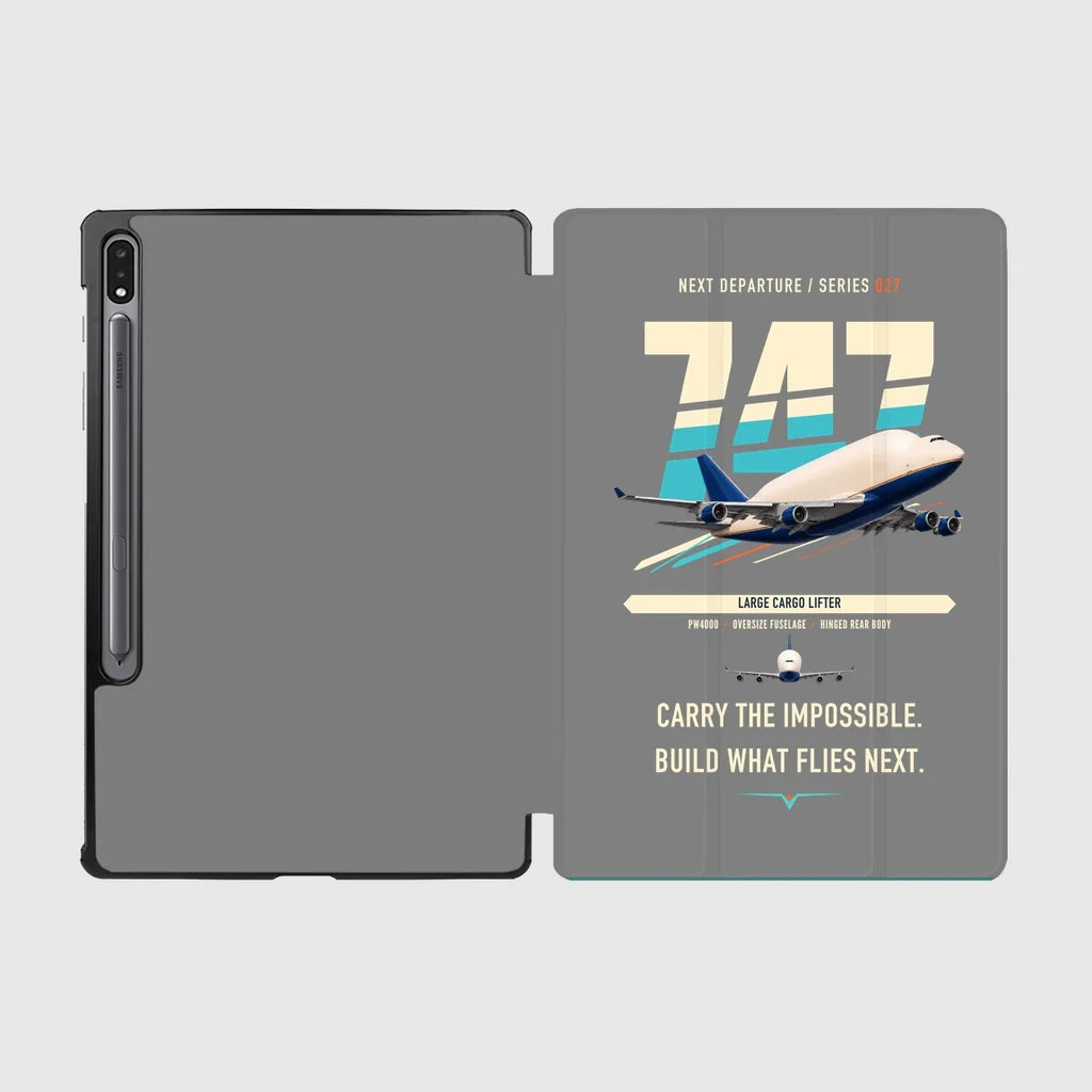 Boeing 747-400 Dreamlifter design on gray samsung tablet tablet case