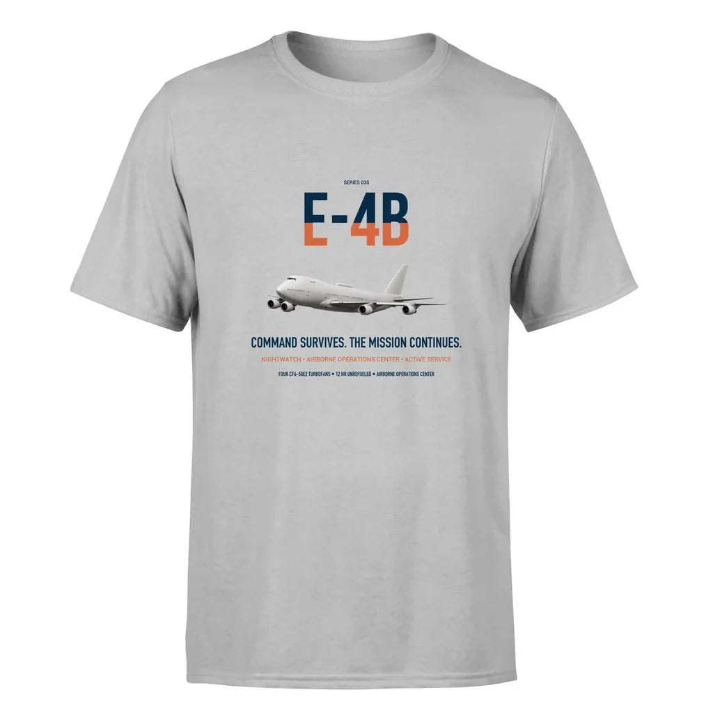 E-4B Nightwatch design on light gray double-side t-shirt, single-side print