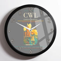 Thumbnail for Cardiff Airport (CWL) design on gray framed wall clock
