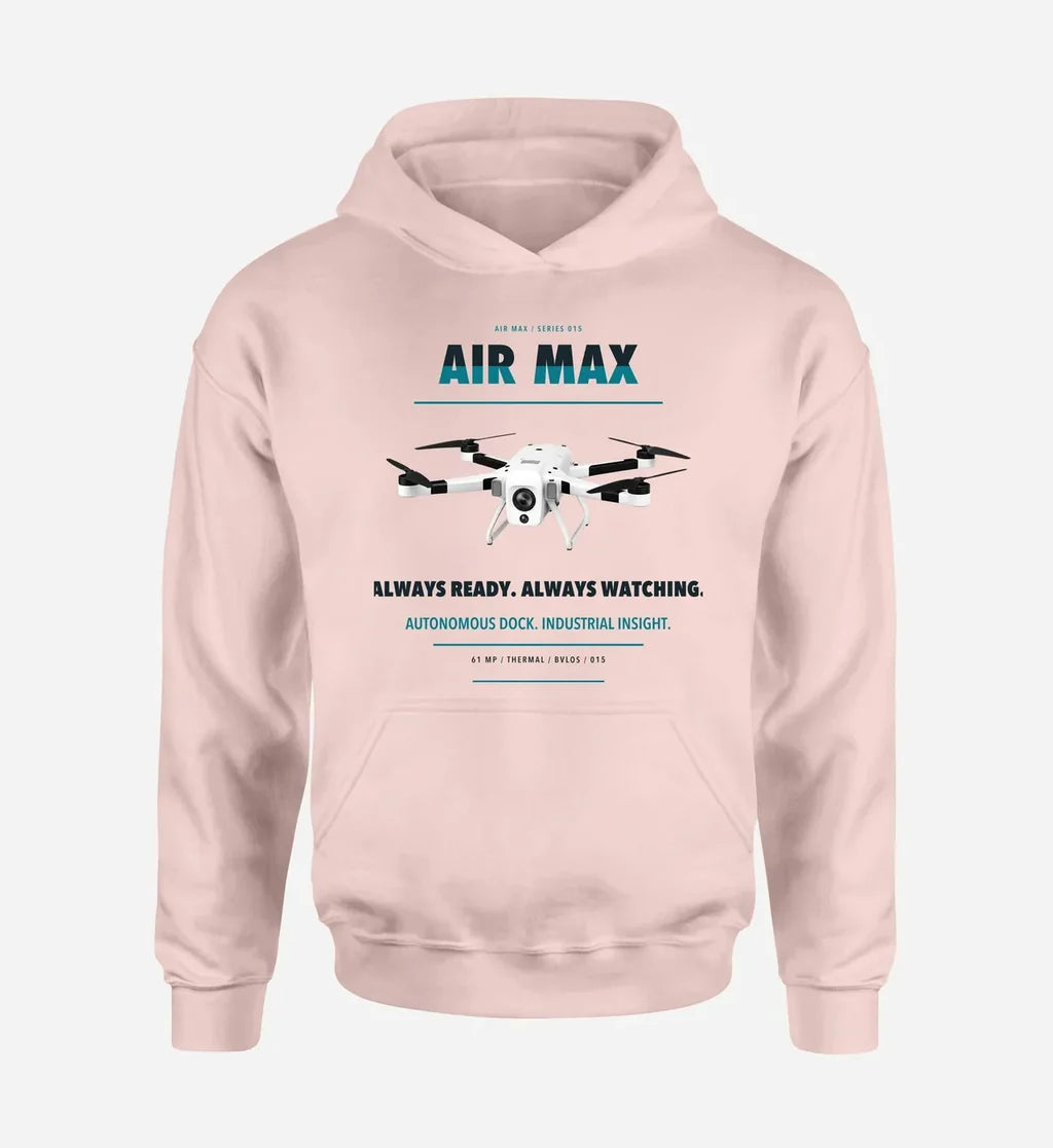 Percepto Air Max design on pink hoodie single side