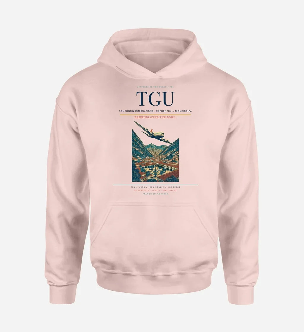 Toncontín International Airport (TGU) design on pink hoodie single-side print
