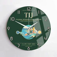 Thumbnail for Tijuana International Airport TIJ Wall-Clock No-Frame - Dark Green