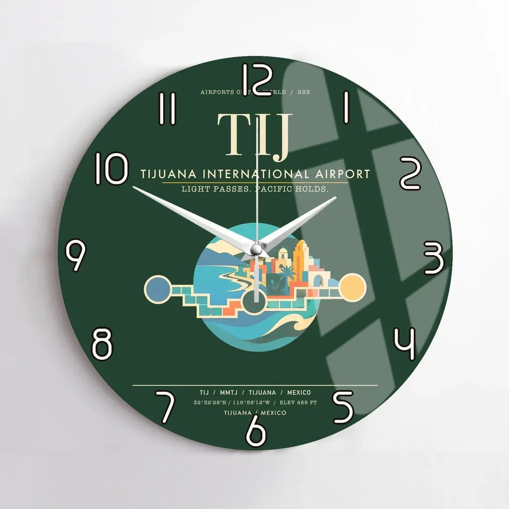 Tijuana International Airport TIJ Wall-Clock No-Frame - Dark Green